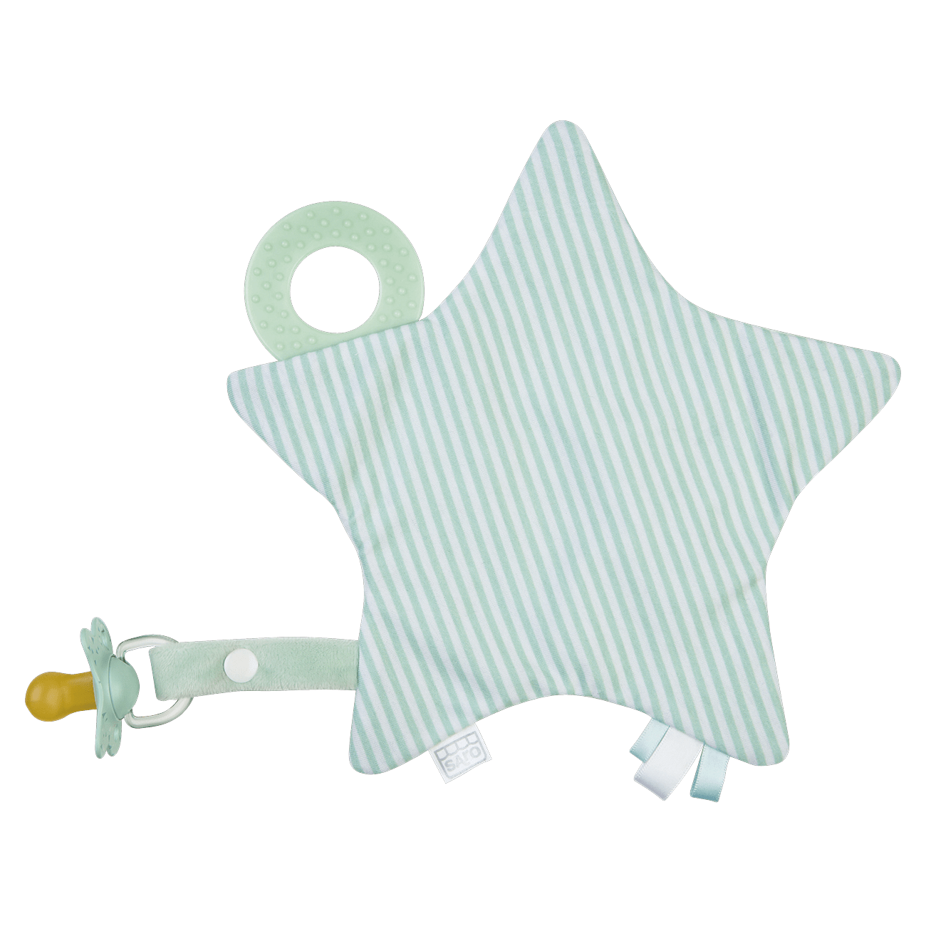 Saro Baby Madrid- Crackling Star Teether- Mint 嬰兒牙膠+星星安撫巾+奶嘴扣 3合1 (不包含奶嘴)