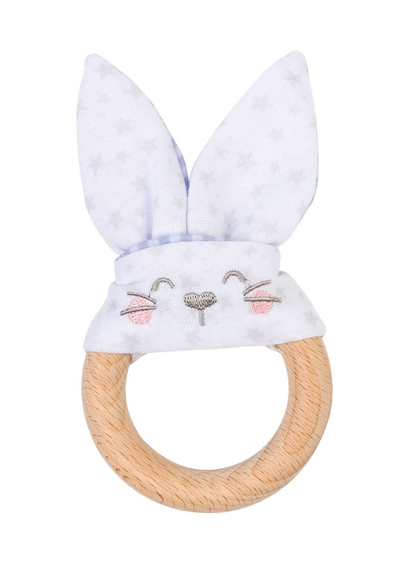 Saro Baby Madrid- NATURE TOY “BUNNY” Teether - Blue 小兔耳咬咬巾