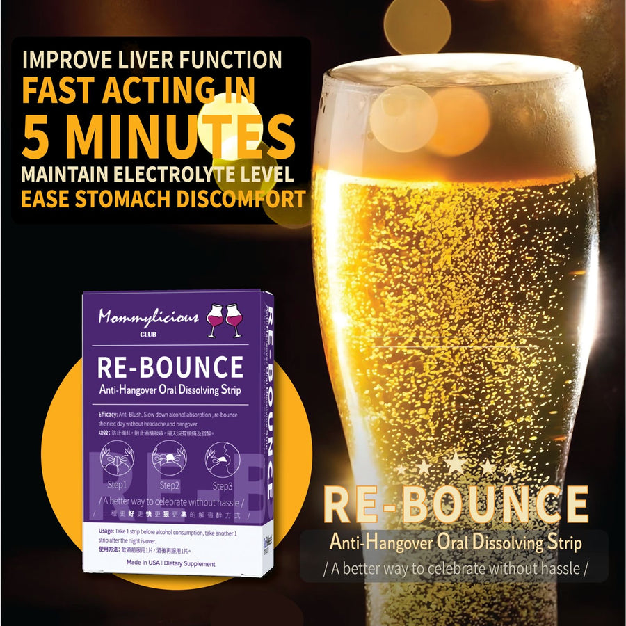 7周年優惠🥂(3盒90片) RE-BOUNCE Anti-Hangover Oral Dissolving Strip 神之解宿醉口服脷底片 ~ 5分鐘極速吸收, 解酒同時護肝