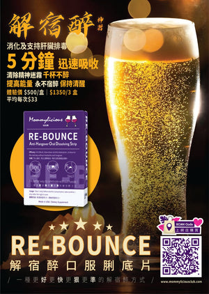 🥂(1盒30片) RE-BOUNCE Anti-Hangover Oral Dissolving Strip 神之解宿醉口服脷底片 ~ 5分鐘極速吸收, 解酒同時護肝