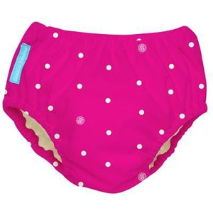 Charlie Banana USA 2-in-1 Swim Diaper & Training Pants White Polka Dots Hot Pink Medium 兩用泳褲及學習褲（中碼）