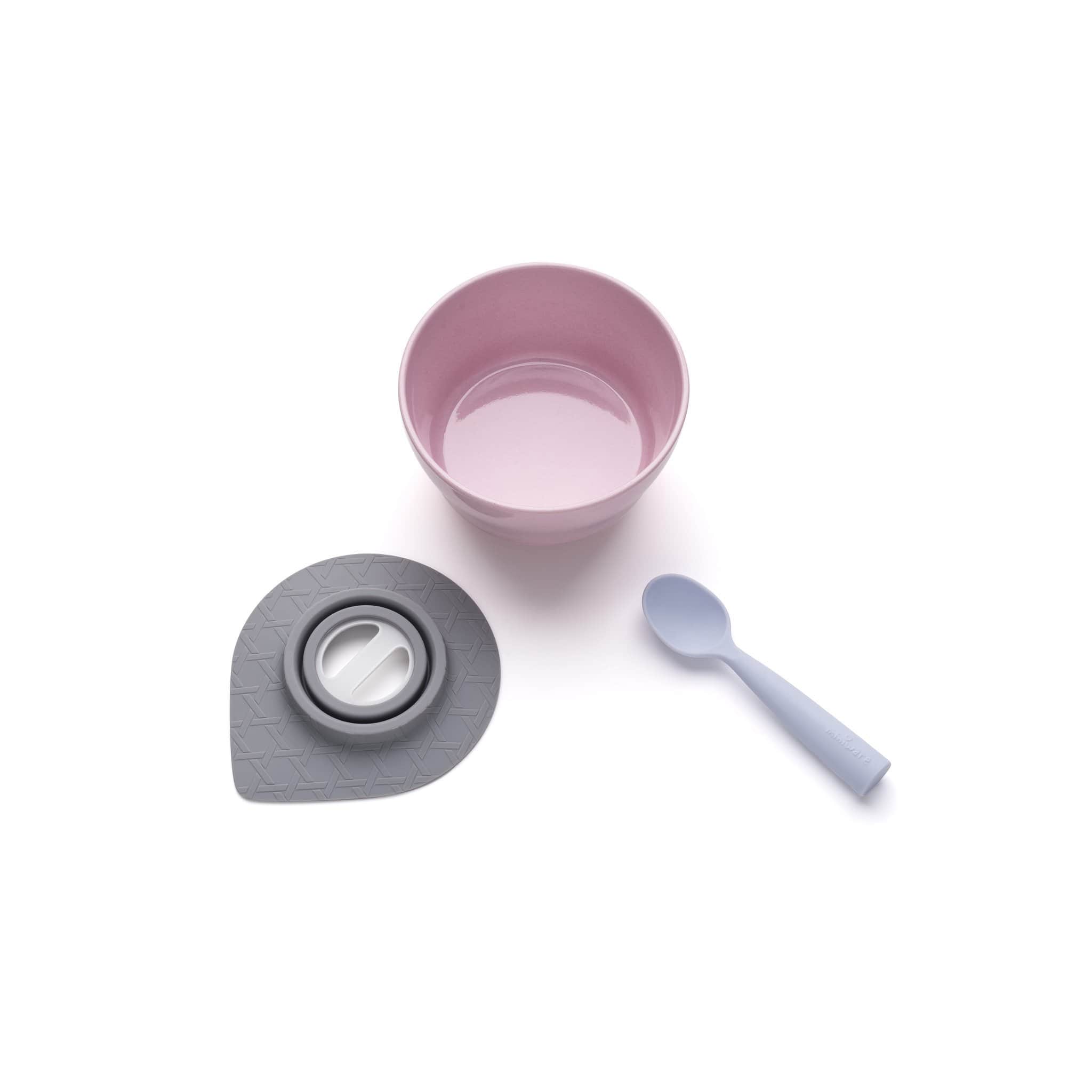 Miniware Taiwan First Bite Set - Cereal Bowl Cherry Blossom  + Spoon Lavender 台灣Miniware天然植物製飯碗+食用級矽膠匙羹