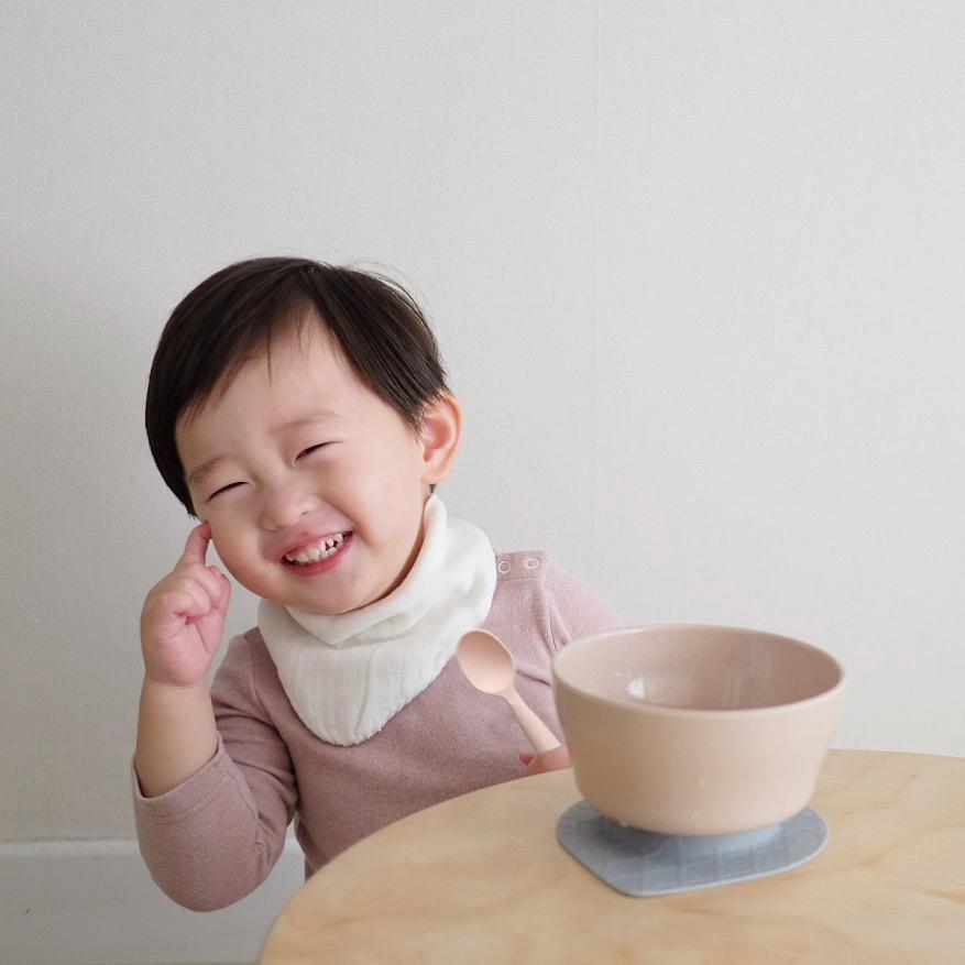 Miniware Taiwan First Bite Set - Cereal Bowl Sandy Stone  + Spoon Peach 台灣Miniware天然植物製飯碗+食用級矽膠匙羹