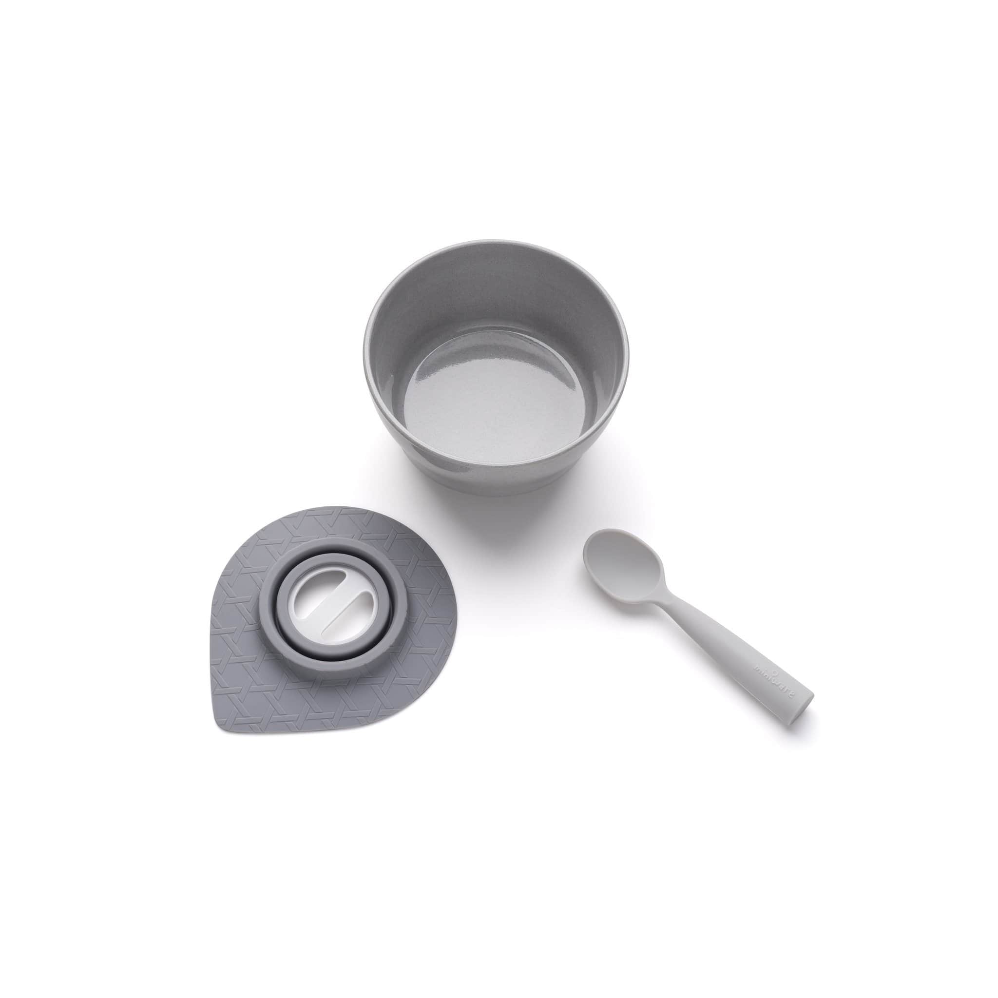 Miniware Taiwan First Bite Set - Cereal Bowl Nordic Lake + Spoon Grey 台灣Miniware天然植物製飯碗+食用級矽膠匙羹