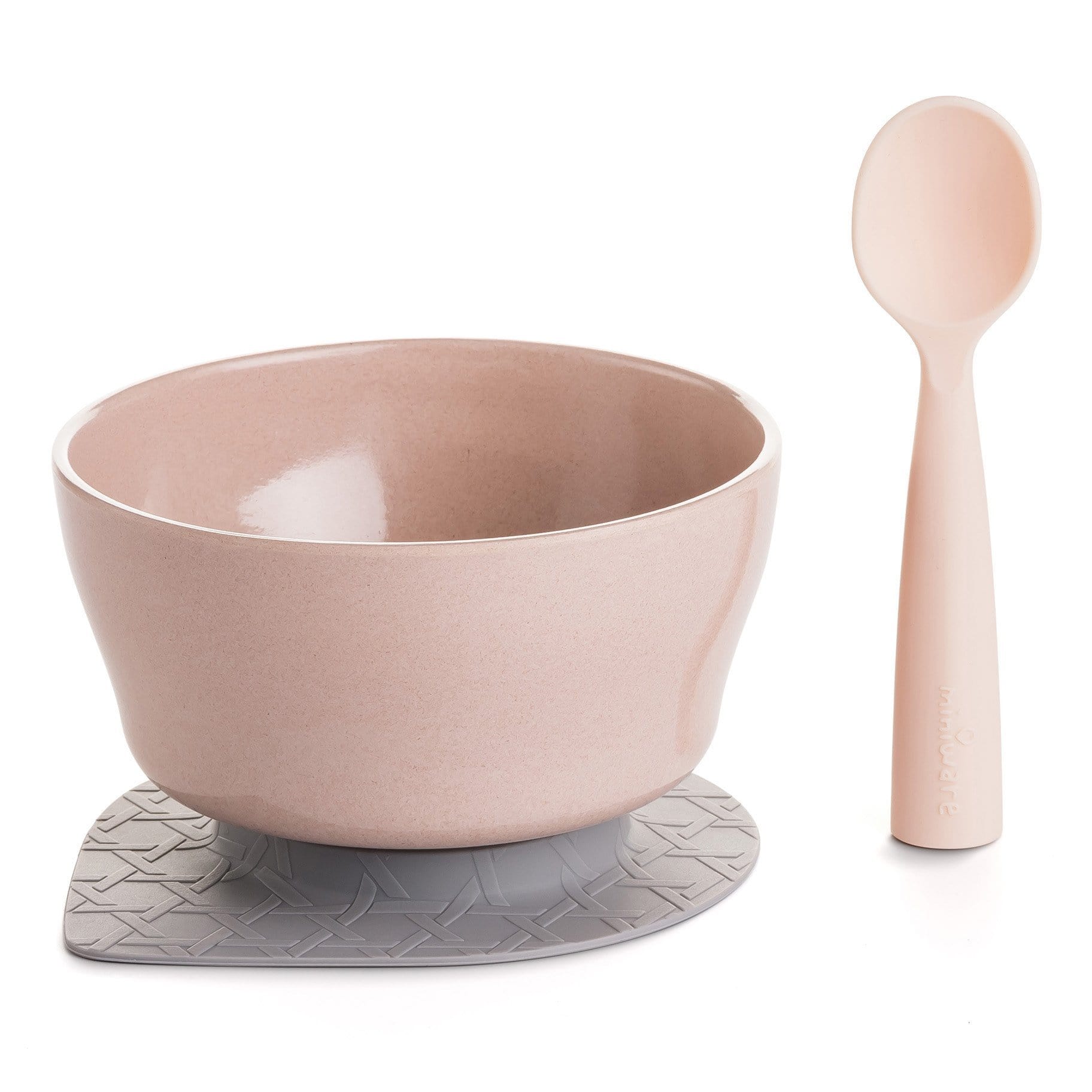 Miniware Taiwan First Bite Set - Cereal Bowl Sandy Stone  + Spoon Peach 台灣Miniware天然植物製飯碗+食用級矽膠匙羹