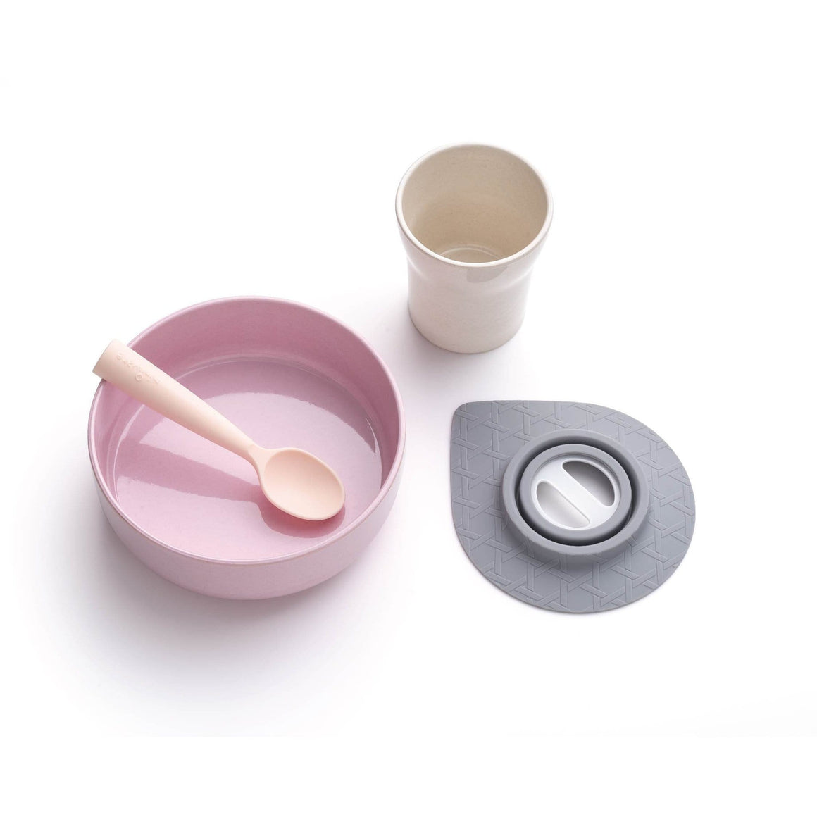 Miniware Taiwan Sip + Snack Set - Cherry Blossom+Peach 台灣Miniware天然植物製飯碗&杯+食用級矽膠匙羹套裝