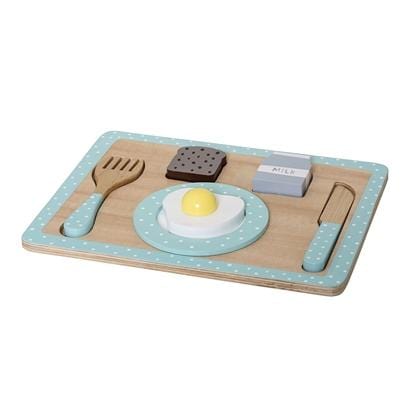 Bloomingville Denmark- Play Set, Food, Multi-color, Lotus, Light Blue 丹麥品牌木製餐桌食物兒童玩具