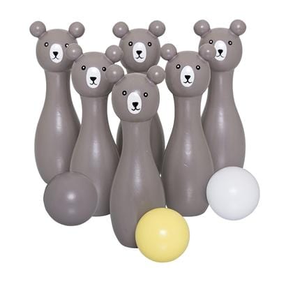 Bloomingville Denmark- Play set, Bowling, Grey, Lotus 丹麥品牌木製兒童保齡球玩具