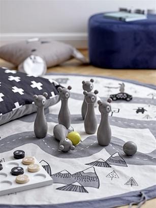 Bloomingville Denmark- Play set, Bowling, Grey, Lotus 丹麥品牌木製兒童保齡球玩具
