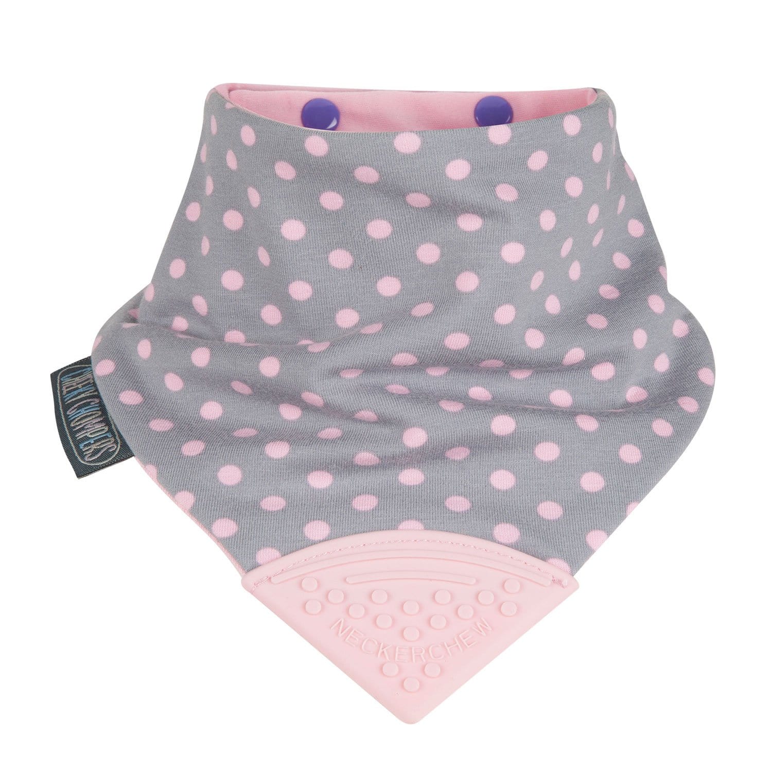 Cheeky Chompers UK- Polka Dot Pink Neckerchew 英國品牌咬咬牙膠雙面兩用口水肩