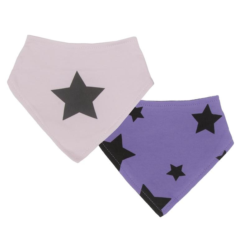 Kushies Baby- Bandana Bib- 2 pack (Pink and Purple Stars) 加拿大品牌Kushies 口水圍巾（粉紅色及紫色）