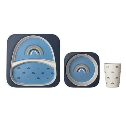 Bloomingville Denmark- Henry Serving Set, Blue, Bamboo Melamine, Set of 3 丹麥品牌兒童餐具用品套裝（3件）
