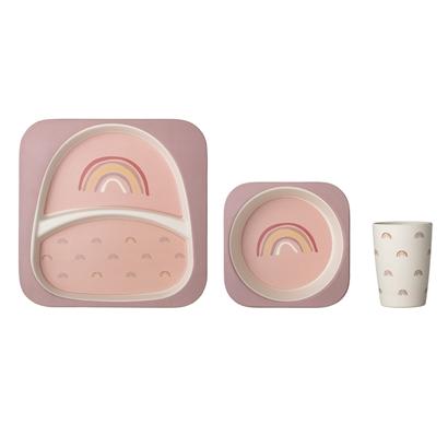 Bloomingville Denmark- Ninni Serving Set, Rose, Bamboo Melamine, Set of 3 丹麥品牌兒童餐具套裝（3件）